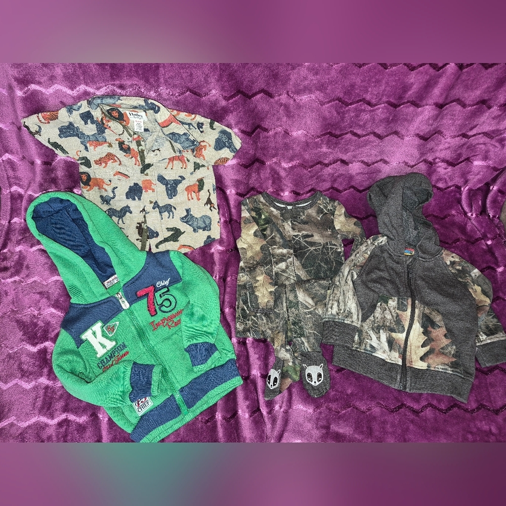 Kids Boys 3-9 Month Clothing Lot Hoodies Camo Button T Shirt Onesie